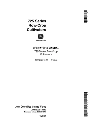 John Deere 725 Series Row-Crop Cultivators Operator’s Manual Instant Download (Publication No.OMN200013)