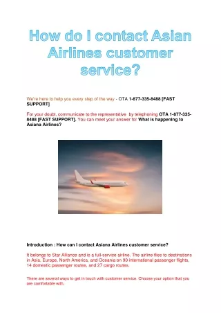 How do I contact Asian Airlines customer service