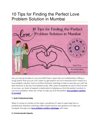 10 Tips for Finding the Perfect Love Problem Solution in Mumbai