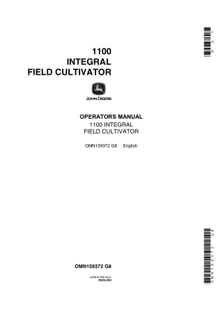 John Deere 1100 Integral Field Cultivator Operator’s Manual Instant Download (Publication No.OMN159372)