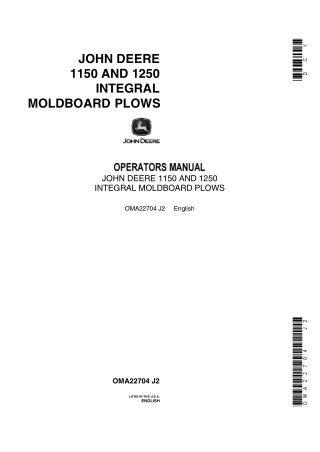 John Deere 1150 and 1250 Integral Moldboard Plows Operator’s Manual Instant Download (Publication No.OMA22704)