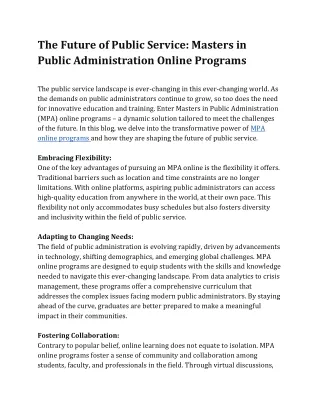 The Future of Public Service_ Masters in Public Administration Online Programs