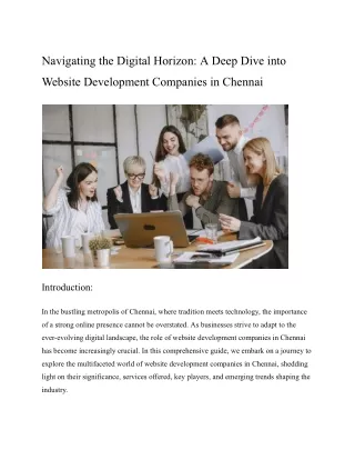 Navigating the Digital Horizon_ A Deep Dive into Website Development Companies in Chennai