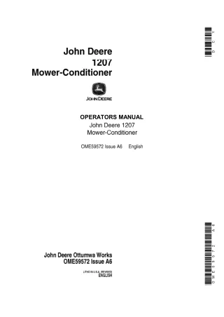 John Deere 1207 Mower-Conditioner Operator’s Manual Instant Download (Publication No.OME59572)