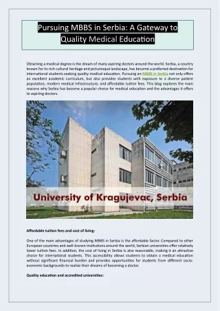 MBBS in Serbia