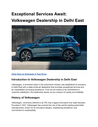 Exceptional Services Await_ Volkswagen Dealership in Delhi East