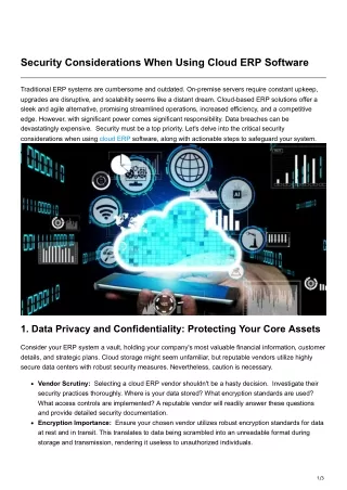 Security Considerations When Using Cloud ERP Software
