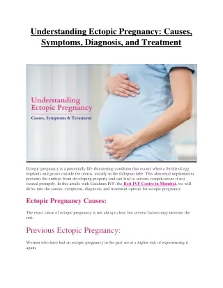 Ectopic Pregnancy: Causes, Symptoms, Diagnosis, and Treatment