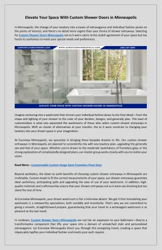 Unique Design And Quality Custom Shower Doors Minneapolis