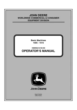 John Deere 1505-1515 Basic Machines Operator’s Manual Instant Download (Publication No.OMDMU212185)