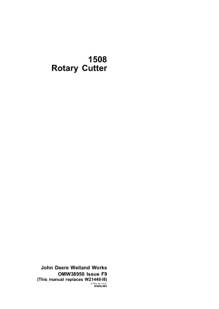 John Deere 1508 Rotary Cutter Operator’s Manual Instant Download (Publication No.OMW38950)