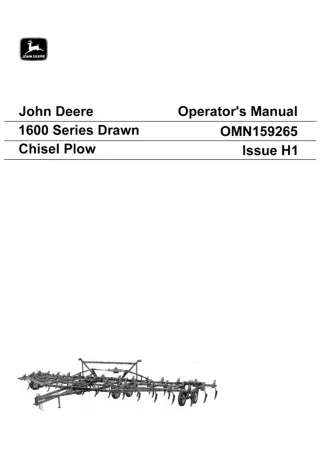 John Deere 1600 Series Drawn Chisel Plow Operator’s Manual Instant Download (Publication No.OMN159265)