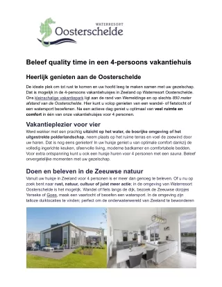 4-persoons vakantiehuis zeeland - Waterresort Oosterschelde