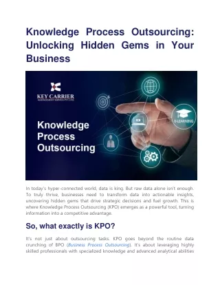 Knowledge Process Outsourcing Unlocking Hidden Gems in Your Business