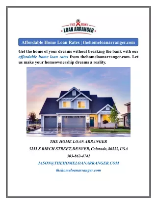 Affordable Home Loan Rates  thehomeloanarranger.com