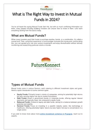 What is The Right Way to Invest in Mutual Funds in 2024