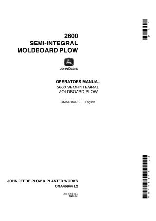 John Deere 2600 Semi-Integral Moldboard Plow Operator’s Manual Instant Download (Publication No.OMA46844)