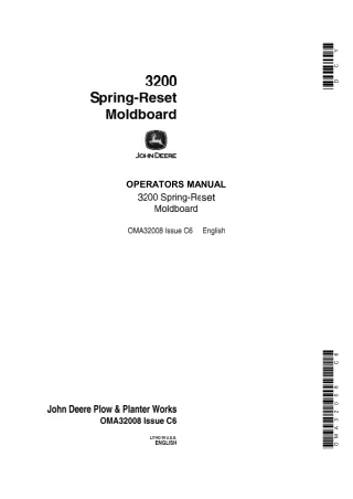 John Deere 3200 Spring-Reset Moldboard Operator’s Manual Instant Download (Publication No.OMA32008)