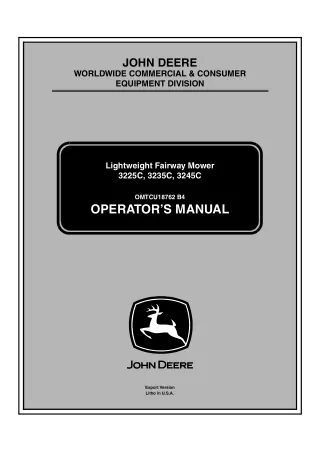 John Deere 3225C 3235C 3245C Lightweight Fairway Mower Operator’s Manual Instant Download (PIN010001-) (Publication No.O