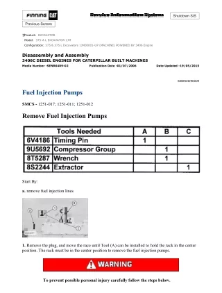 Caterpillar Cat 375 L Excavator (Prefix 1JM) Service Repair Manual (1JM00001 and up)