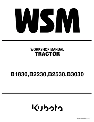 Kubota B1830 Tractor Service Repair Manual