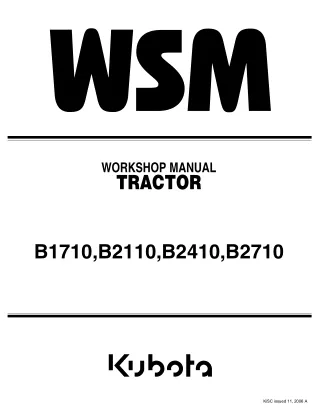 KUBOTA B2110D TRACTOR Service Repair Manual