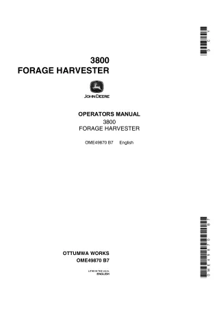 John Deere 3800 Forage Harvester Operator’s Manual Instant Download (Publication No.OME49870)