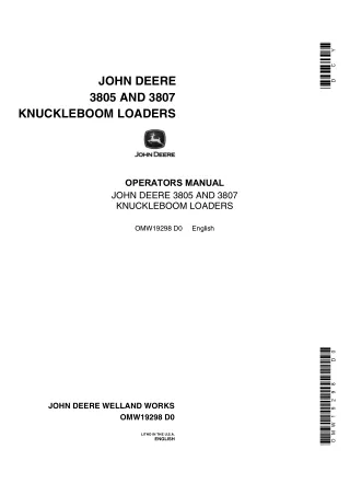 John Deere 3805 and 3807 Knuckleboom Loaders Operator’s Manual Instant Download (Publication No.OMW19298)