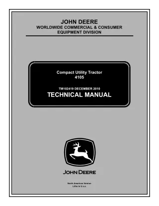 John Deere 4105 Compact Utility Tractor Service Repair Manual Instant Download (tm102419)