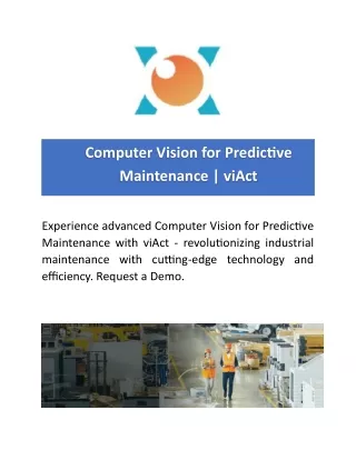 Computer Vision for Predictive Maintenance | viAct