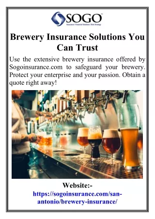 Brewery Insurance Solutions You Can Trust