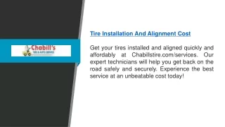 Tire Installation And Alignment Cost  Chabillstire.com