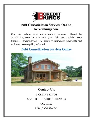 Debt Consolidation Services Online  bcreditkings