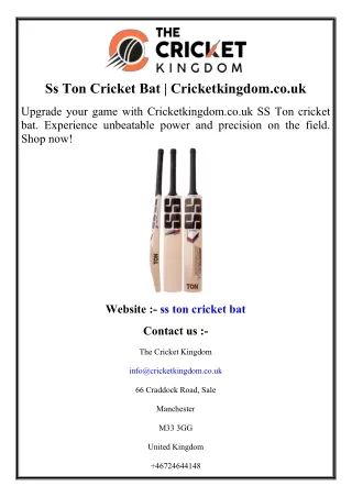 Ss Ton Cricket Bat  Cricketkingdom.co.uk