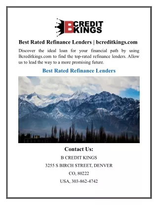 Best Rated Refinance Lenders bcreditkings