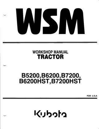 Kubota B5200 Tractor Service Repair Manual