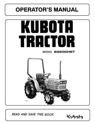 Kubota B9200HST Tractor Operator manual