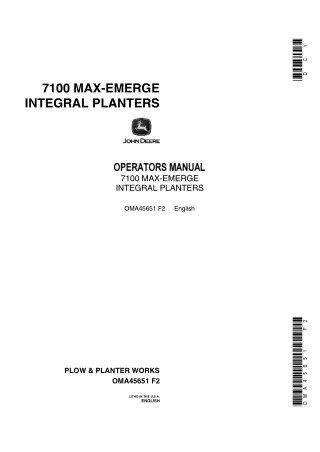 John Deere 7100 Max-Emerge Integral Planters Operator’s Manual Instant Download (Publication No.OMA45651)