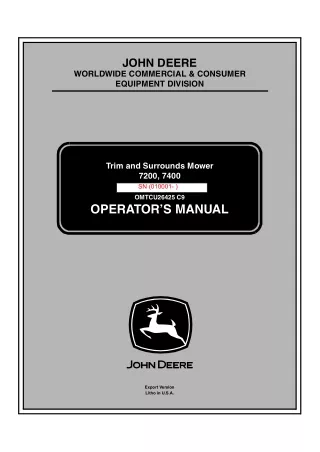 John Deere 7200 7400 Trim and Surrounds Mower Operator’s Manual Instant Download (PIN. 010001-) (Publication No.OMTCU264