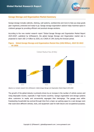 The global Garage Storage and Organization market size is projected to reach USD 2.4 billion by 2030