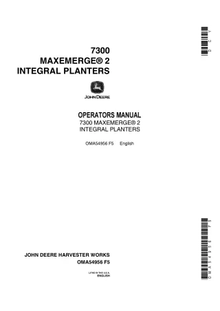 John Deere 7300 Maxemerge2 Integral Planters Operator’s Manual Instant Download (Publication No.OMA54956)