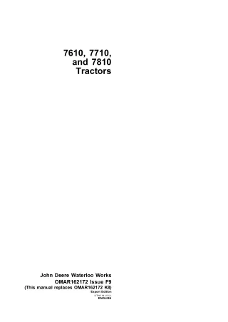 John Deere 7610 7710 and 7810 Tractors Operator’s Manual Instant Download (Publication No.OMAR162172)