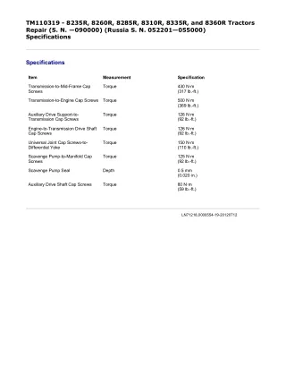 John Deere 8235R, 8260R, 8285R, 8310R, 8335R, and 8360R Tractors Service Repair Manual Instant Download (TM110319)