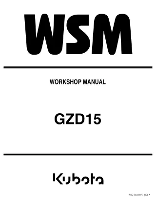 Kubota GZD15-LD Zero Turn Mower Service Repair Manual