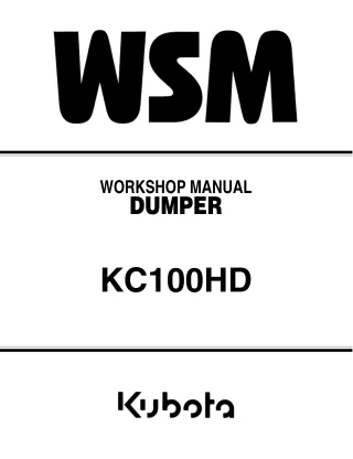 KUBOTA KC100HD DUMPER Service Repair Manual