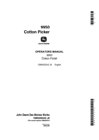 John Deere 9950 Cotton Picker Operator’s Manual Instant Download (Publication No.OMN200242)