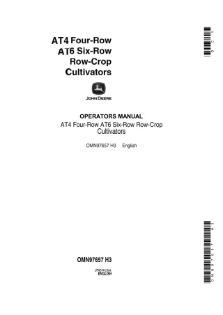 John Deere AT4 Four-Row AT6 Six-Row Row-Crop Cultivators Operator’s Manual Instant Download (Publication No.OMH97657)