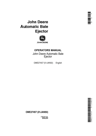 John Deere Automatic Bale Ejector Operator’s Manual Instant Download (Publication No.OME27457)