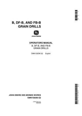 John Deere B DF-B and FB-B Grain Drills Operator’s Manual Instant Download (Publication No.OMN159296)