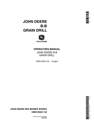 John Deere B-B Grain Drill Operator’s Manual Instant Download (Publication No.OMN159291)